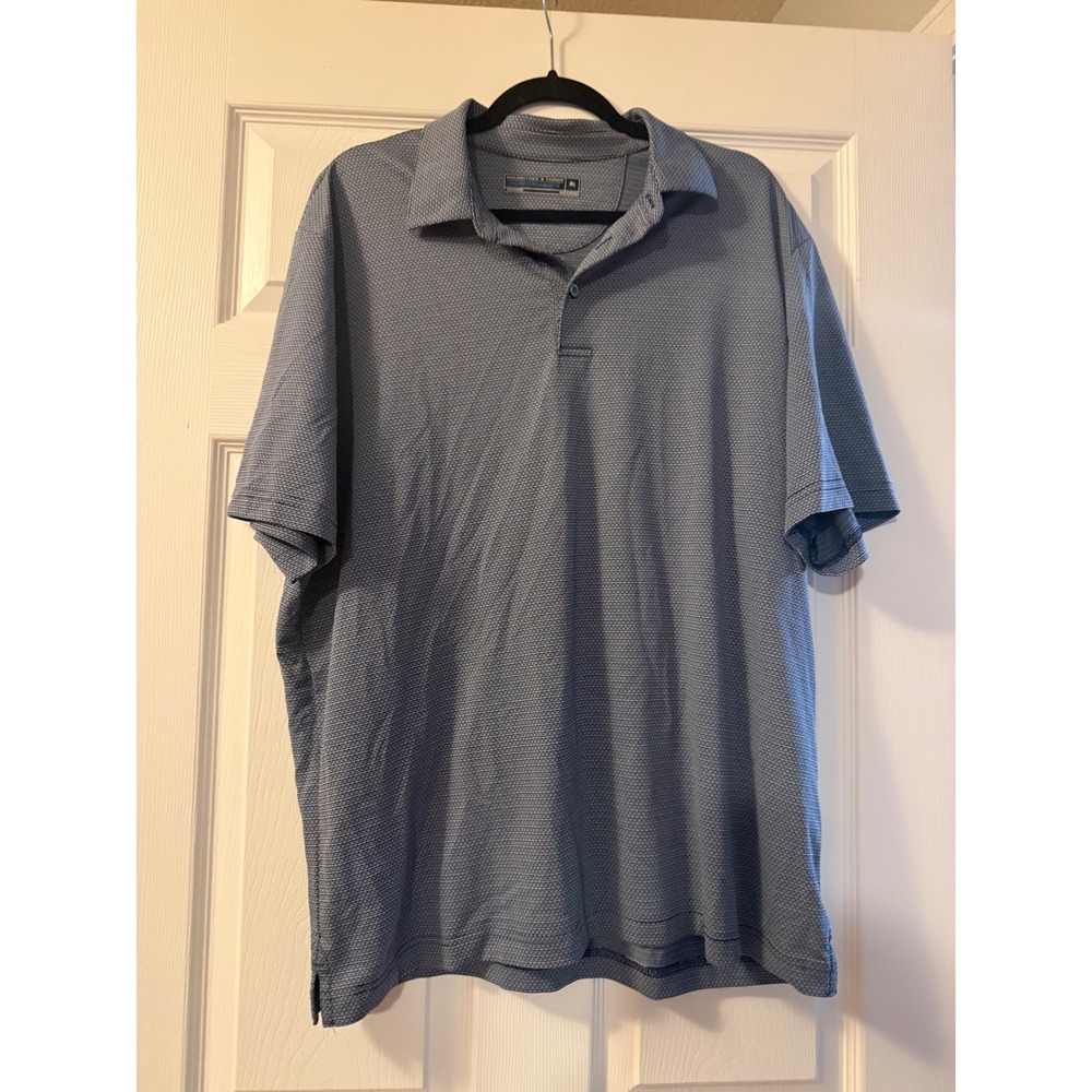 Roundtree & Yorke Performance Mens XL Polo Shirt Blue Geometric Short Sleeve